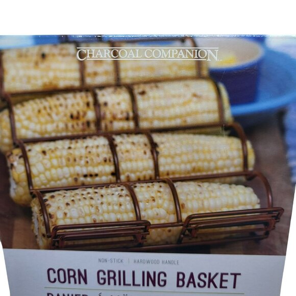 Charcoal Companion Corn Grilling Basket BBQ NonStick Adjustable Depth 4 Ears - Picture 8 of 9